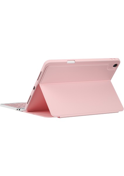 iPad Pro 10.5 7.nesil Uyumlu Klavyeli Kılıf  Protective Gizli Kalem Bölmeli Pembe