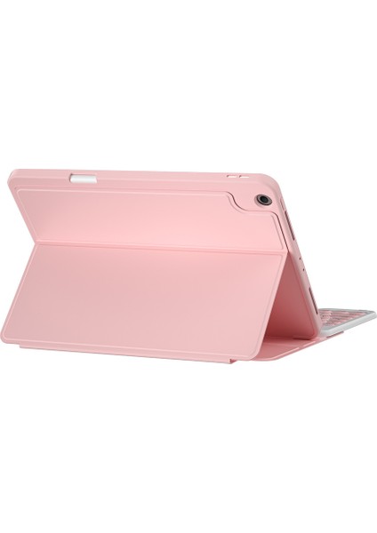 iPad Pro 10.5 7.nesil Uyumlu Klavyeli Kılıf  Protective Gizli Kalem Bölmeli Pembe