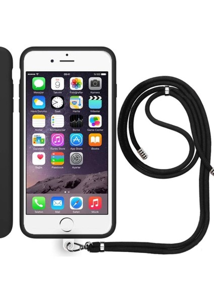 Apple iPhone 6s Plus Ip Askılı Silikon Kılıf Siyah