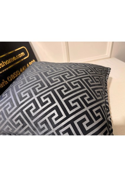 Nivemeshome Monet Zigzag Kırlent Kılıfı Antrasit-Gri 45 x 45