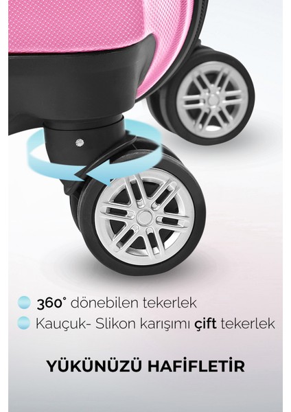 Elmas Model Pembe Renk Orta Boy Valiz Bavul