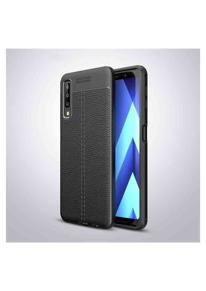 Samsung Galaxy A7 2018 Kılıf Deri Desenli ve Esnek Yapılı Sağlam Derry Silikon Kılıf