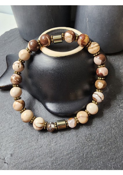 Parlak Benekli Jasper Orjinal Doğal Taş Kadın ve Erkek Bileklik / Zihinsel ve Bedensel Sağlık, Hormonal Denge, Uyum fiyatları