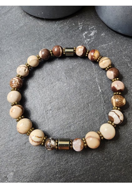 Parlak Benekli Jasper Orjinal Doğal Taş Kadın ve Erkek Bileklik / Zihinsel ve Bedensel Sağlık, Hormonal Denge, Uyum modelleri