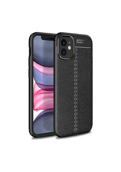 iPhone 12 Kılıf Deri Desenli ve Esnek Yapılı Sağlam Derry Silikon Kılıf