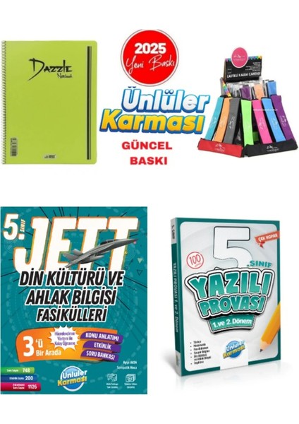 5. Sınıf Jett Din Kültürü ve Ahlak Bilgisi Fasikülleri - Yazılı Provası 1. 2. Dönem - Telli Defter – Kalemlik