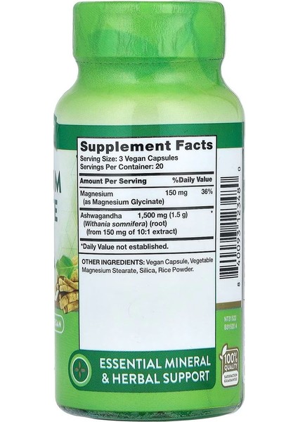 Magnesium Glycinate Plus Ashw 60 Capsules