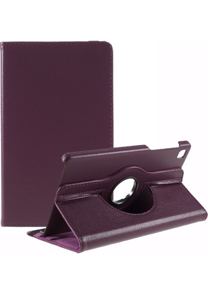 360° Dönebn Stand Tasarımı Litchi Doku Deri Tablet Kılıfı Samsung Galaxy A7 Lite 8.7 Inç T220/T225- (Yurt Dışından)