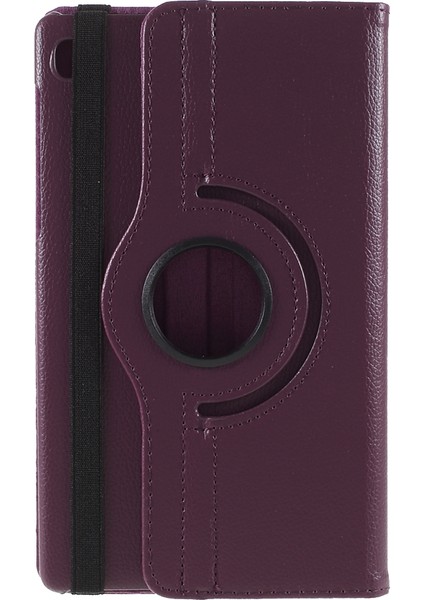 360° Dönebn Stand Tasarımı Litchi Doku Deri Tablet Kılıfı Samsung Galaxy A7 Lite 8.7 Inç T220/T225- (Yurt Dışından)