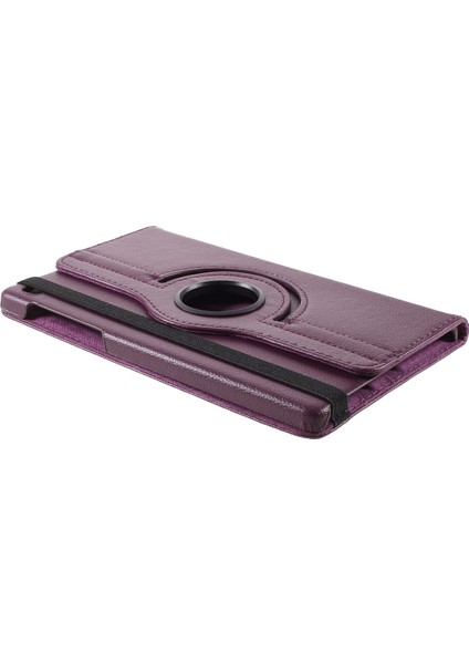 360° Dönebn Stand Tasarımı Litchi Doku Deri Tablet Kılıfı Samsung Galaxy A7 Lite 8.7 Inç T220/T225- (Yurt Dışından)