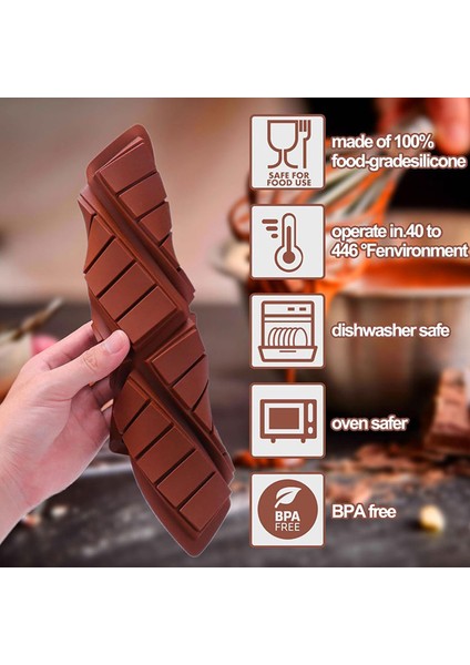 Silikon Kalıp Dubai Çikolata Bar ve Kek Çizgili Tablet Dubai Çikolatası Kalıbı 6'lı indirimleri