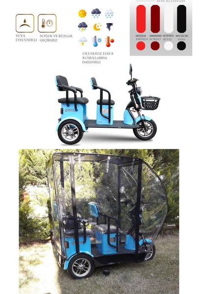 Yuki Greta Mini Yk-32 Üç Tekerli Motor Brandası - Siyah