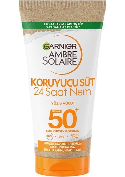 Ambre Solaire Koruyucu Süt Yüz&vücut 24 Saat Nem SPF50 + 50 ml (Seyahat Boyu)