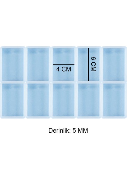 Epoksi Çoklu Silikon Kalıp Anahtarlık Kalıbı Dikdörtgen Seri Döküm Kalıbı 4 x 6 cm 10'lu fiyatları