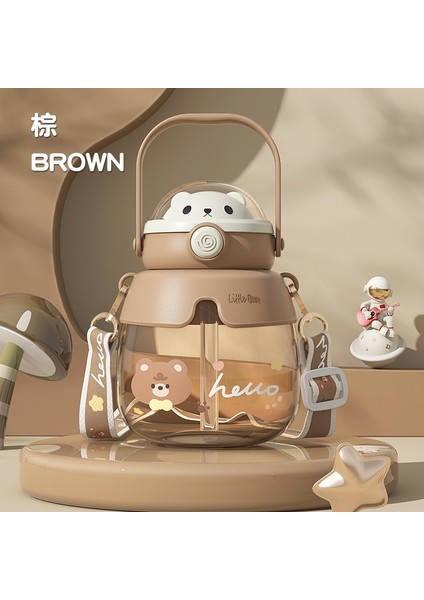 850ML Internet Ünlü Büyük Göbek Kupası Karikatür Ayı Su Bardağı Yüksek Görünüm Büyük Kapasiteli Taşınabilir Pipetli Bardak Öğrenci Plastik Bardak (Yurt Dışından)