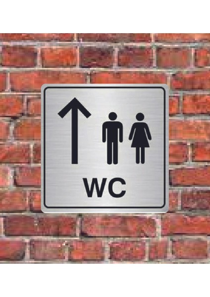 Wc İleride Yazılı Metal Yönlendirme Levhası 15 x 15 cm