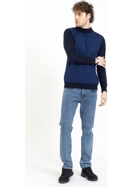 Vs Erkek Yarım Balıkçı Desenli Kazak 22 6 Trk 23K Lacivert modelleri