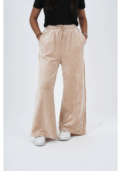 Kız Çocuk İspanyol Paça Kadife Jogger Pantolon