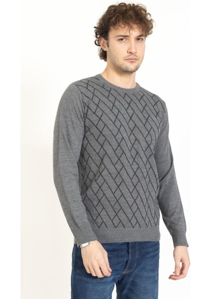 Vs Erkek Bisiklet Yaka Desenli Kazak 22 8 Trk 23K Gri modelleri