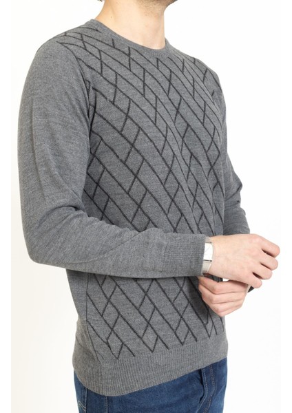 Vs Erkek Bisiklet Yaka Desenli Kazak 22 8 Trk 23K Gri indirimleri