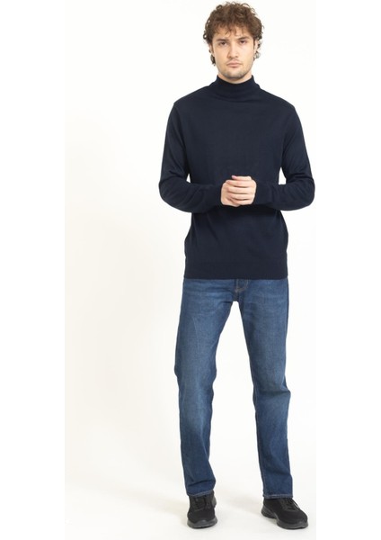 Vs Erkek Yarım Balıkçı Düz Kazak 22 7 Trk 23K Lacivert