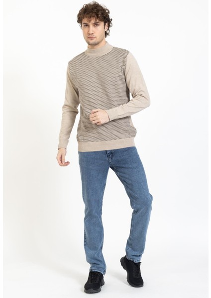 Vs Erkek Yarım Balıkçı Desenli Kazak 22 6 Trk 23K Bej fiyatları