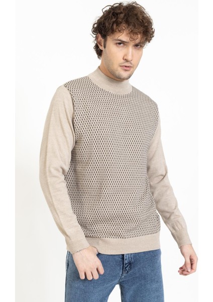 Vs Erkek Yarım Balıkçı Desenli Kazak 22 6 Trk 23K Bej modelleri