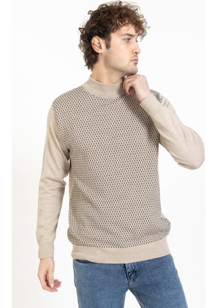 Vs Erkek Yarım Balıkçı Desenli Kazak 22 6 Trk 23K Bej indirimleri