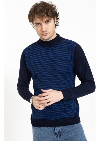 Vs Erkek Yarım Balıkçı Desenli Kazak 22 6 Trk 23K Lacivert fırsatları