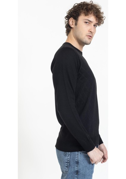 Vs Erkek Bisiklet Yaka Desenli Kazak 22 8 Trk 23K Siyah fırsatları