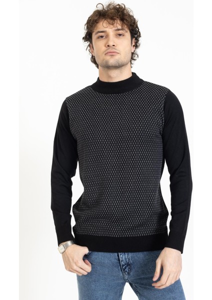 Vs Erkek Yarım Balıkçı Desenli Kazak 22 6 Trk 23K Siyah modelleri