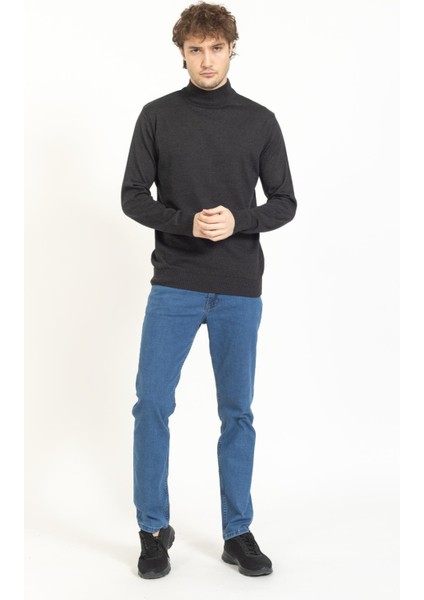 Vs Erkek Yarım Balıkçı Düz Kazak 22 7 Trk 23K K.gri