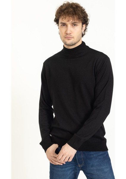 Vs Erkek Yarım Balıkçı Düz Kazak 22 7 Trk 23K Siyah modelleri