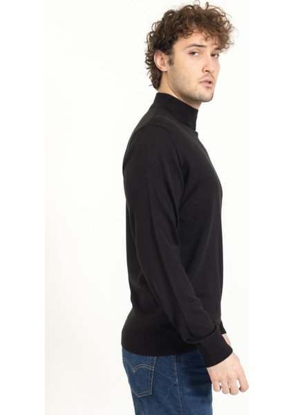 Vs Erkek Yarım Balıkçı Düz Kazak 22 7 Trk 23K Siyah fırsatları