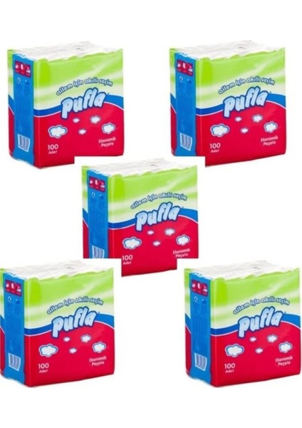 Kare Ekonomik Servis Peçete En 24,5 cm x Boy 26,5 cm Kullanat Peçete (Pufla) 100 Lü 3 Paket