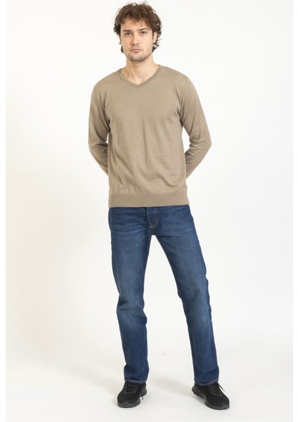 Vs Erkek V Yaka Kazak 22 16 Trk 23K Bej modelleri