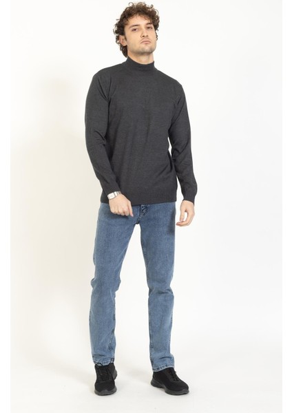 Vs Erkek Yarım Balıkçı Kazak 22 18 Trk 23K Gri