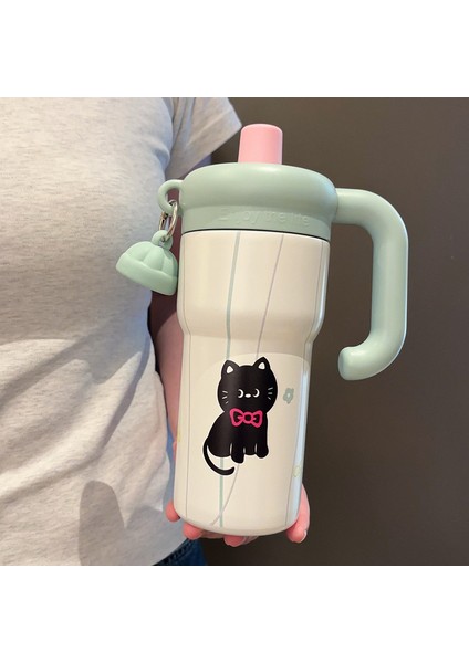 600 ml Karikatür Yaratıcı Kitty Buz Bardağı Açık Taşınabilir Büyük Kapasiteli Kolu Bardak Yüksek Görünümlü Yalıtımlı Bardak (Yurt Dışından)