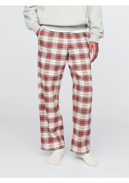 Kadın Kırmızı Supersoft Desenli Flannel Pijama Altı