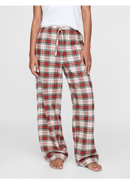 Kadın Kırmızı Supersoft Desenli Flannel Pijama Altı