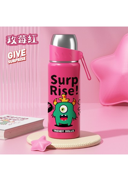 500ML Yeni Çocuk Su Bardağı Termos Bardak, Askılı Sevimli Paslanmaz Çelik Malzeme, Taşınabilir Dış Mekan, Yüksek Değer (Yurt Dışından)