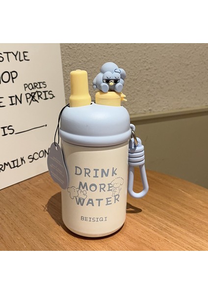 500 ml Yüksek Görünümlü Kız Kokulu Çay Termos Bardak Taşıma Halatlı Çift Içme Bardağı Karikatür Çocuk Damlatmaz Bardak (Yurt Dışından)