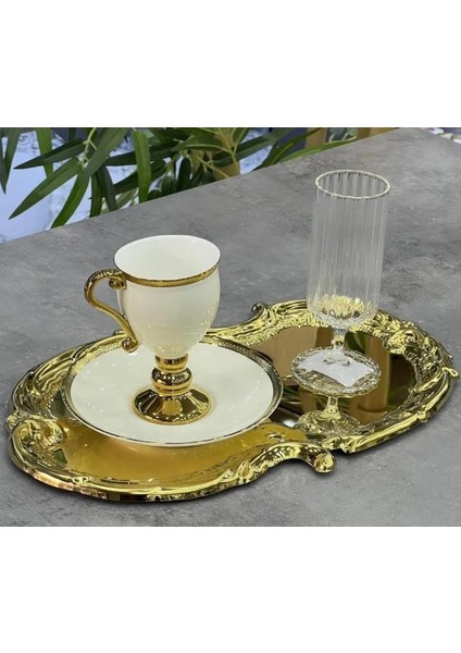 Royking Gold Kahve Sunum ve Servis Tepsisi 30X19 cm Eyp 009