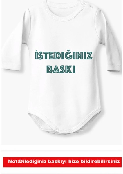 Istediğiniz Baskı Yapılabilen Özel Baskılı Pamuklu Çıtçıtlı Bebek Zıbını