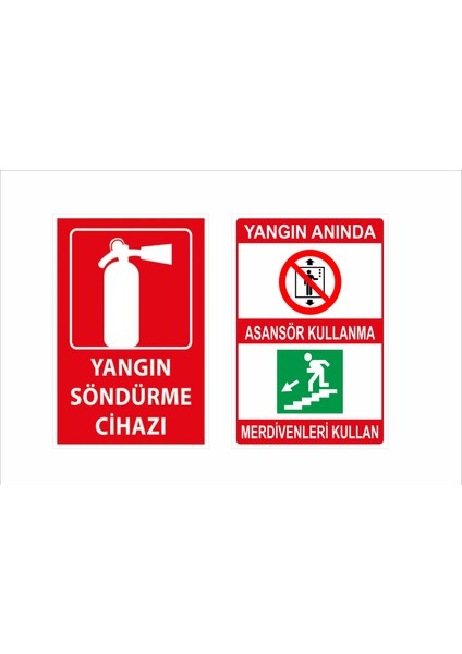 Yangın Söndürme Cihazı ve Yangın Anında Asansör Kullanma Merdiven Kullan Pvc (Foreks) ve Alüminyun Kompozit