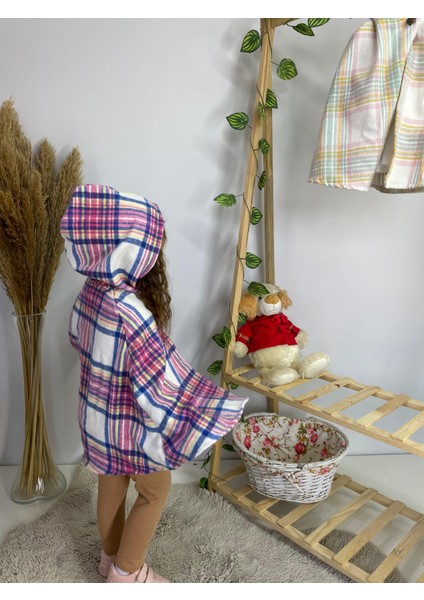 Warba Kapşonlu Pelerin Panço Oduncu Desen
