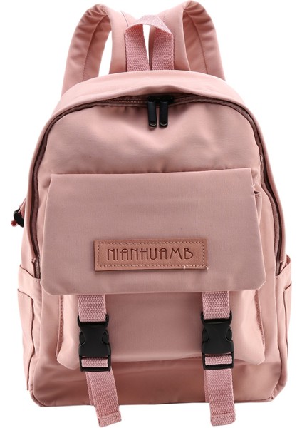 Moda Sırt Çantası Düz Renk Okul Çantaları Genç Kız Için Rahat Seyahat Sırt Çantası Büyük Kapasiteli Kanvas Çanta Kadın Sırt Çantası Pembe (Yurt Dışından)