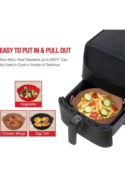 Hava Fritözü Silikon Astarı, Silikon Hava Fritözü Astarı Plug-In, Silikon Sepet Kase Tencere, Yeniden Kullanılabilir Fırın Tepsisi ve Fırın (Yurt Dışından)