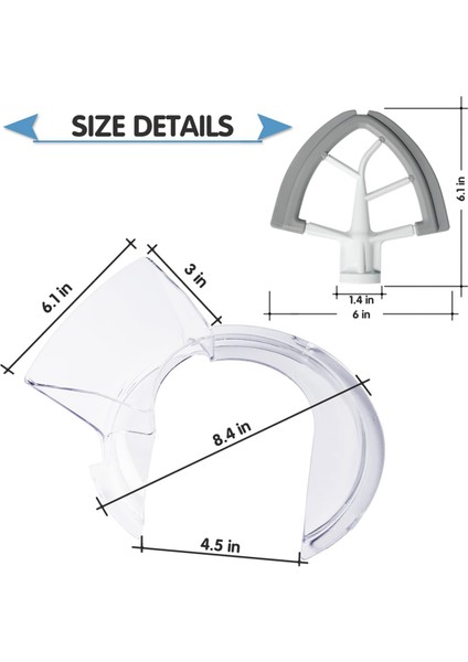 4,5 ve 5 Quart Eğilebilir Kafalı Stand Mikserler Için Dökme Kalkanı ve Eğilebilir Kafa 4,5-5qt Için Esnek Kenar Çırpıcı (Yurt Dışından)