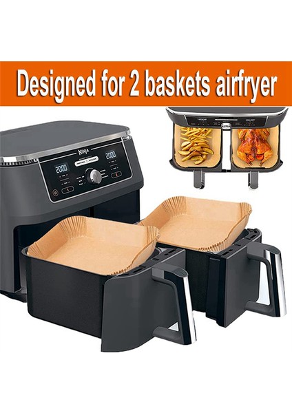 Foodi Airfryer Mutfak Pişirme Için 200 Adet Dikdörtgen Hava Fritöz Kağıdı Özel Tek Kullanımlık Bakeware (Yurt Dışından)